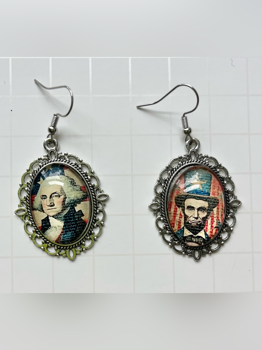 USA presidents 4th of July patriotic earrings